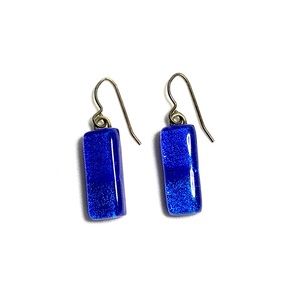 Cobalt blue glass dangle earrings